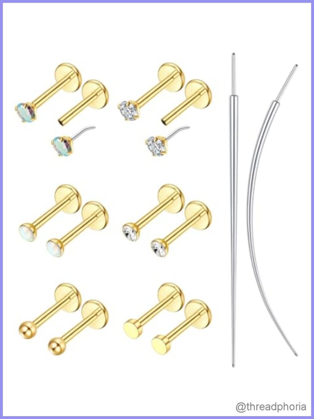 316L Stainless Steel Flat Back Earrings Threadless Push Back Studs 12pc